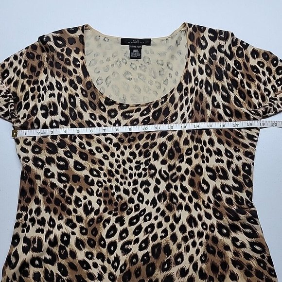 August Silk Knit Leopard Print Top 3/4 Sleeve Silk Blend Women's Size L VTG - Picture 7 of 13